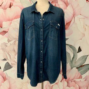 Calvin Klein Size XXL Blue Button Down Shirt with